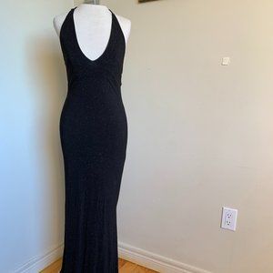 Slinky Backless Black Halter Evening Gown